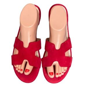 Patricia Green Hallie Slide Sandal In red suede size 10